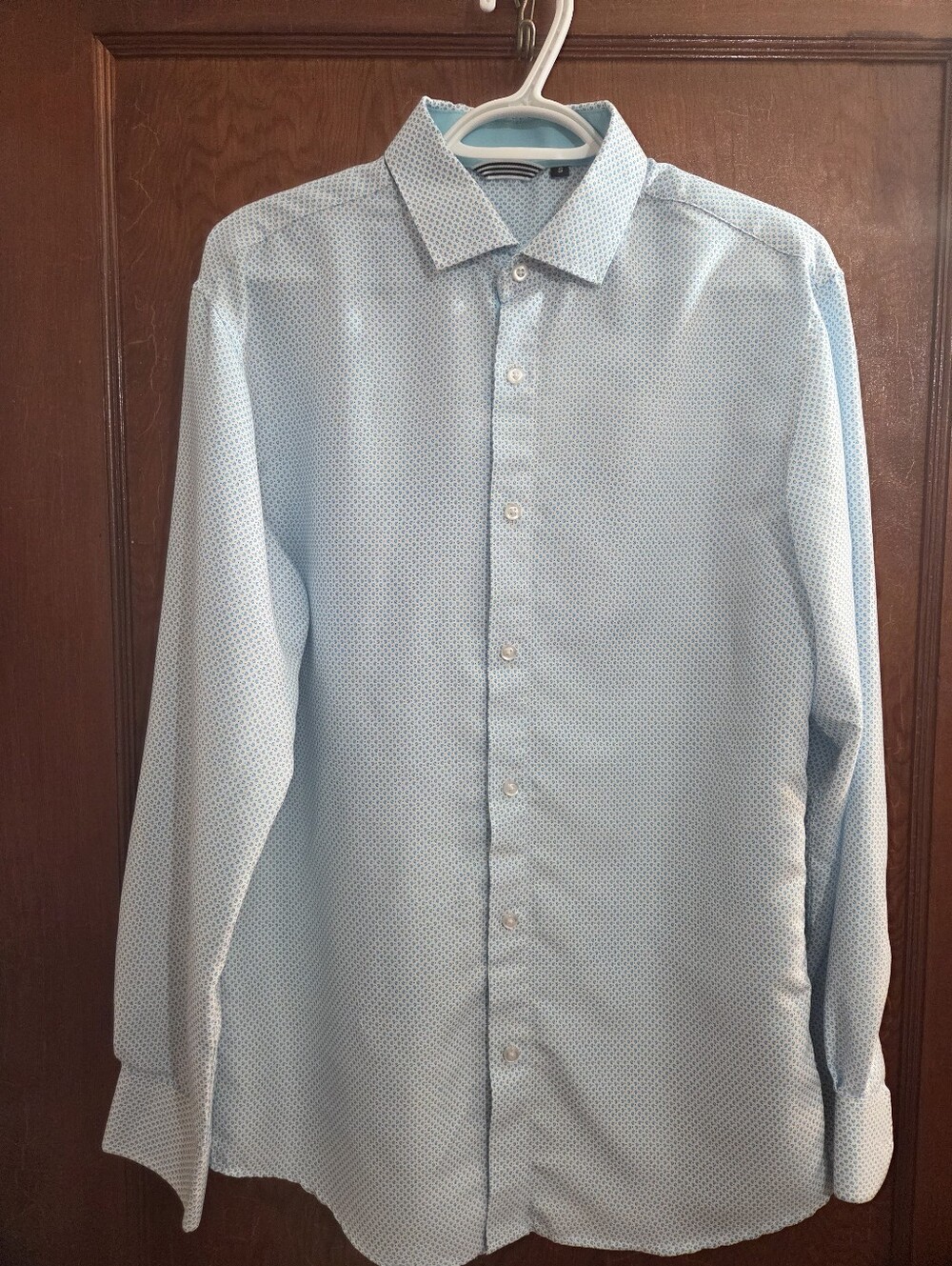 Men's Light Blue Patterned Dress Shirt size S